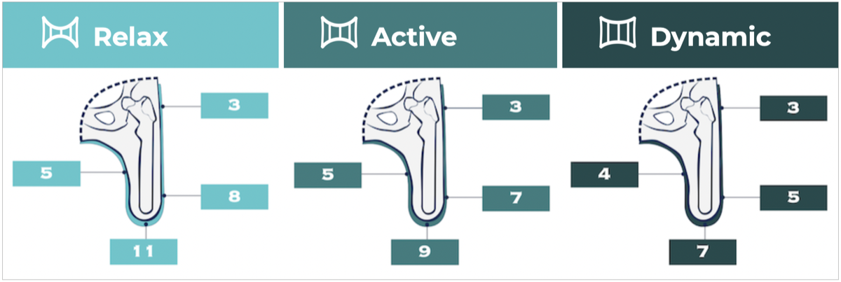 Default thickness profile diagram — transfemoral