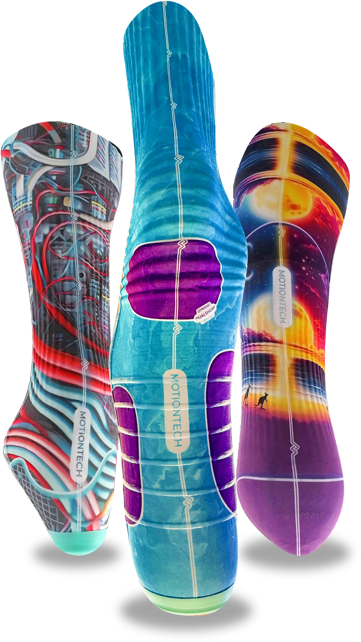 Three DualShore liners — the purple areas mark the softer silicone zones