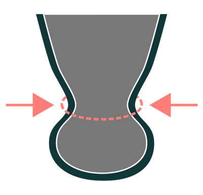 Textile stretch limit blocks donning